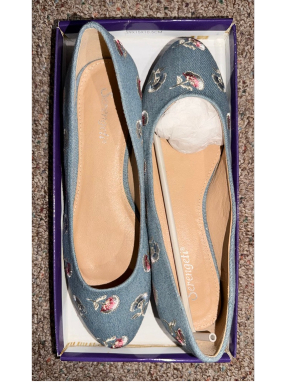 Serengeti Size 37 Embroidered Floral Flats Slip On Bridgerton Ghibli Vtg Shoe - Picture 5 of 10